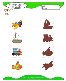 Gölgesi İle Eşleştir Çalışma Sayfaları